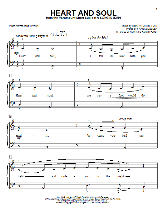 Nancy and Randall Faber Heart and Soul Sheet Music Notes & Chords for Piano Adventures - Download or Print PDF