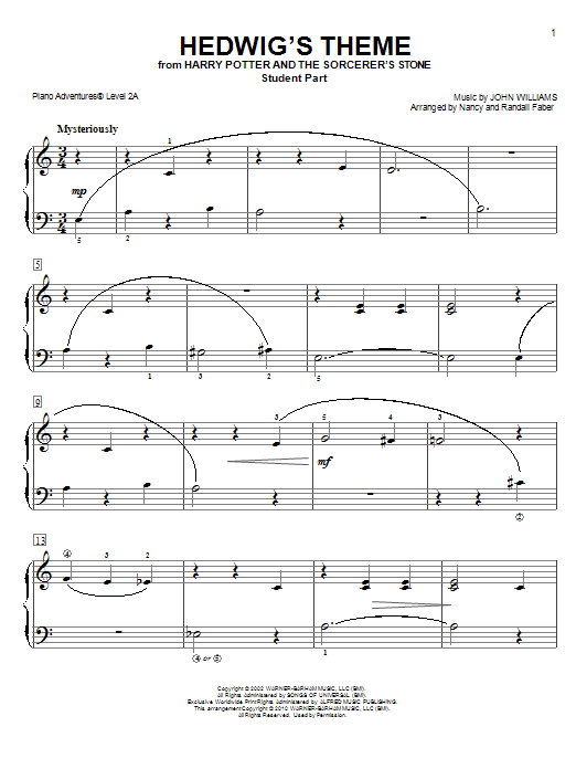 Nancy and Randall Faber Hedwig's Theme Sheet Music Notes & Chords for Piano Adventures - Download or Print PDF