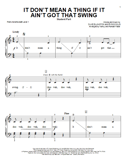 Nancy and Randall Faber It Don't Mean a Thing If It Ain't Got That Swing Sheet Music Notes & Chords for Piano Adventures - Download or Print PDF