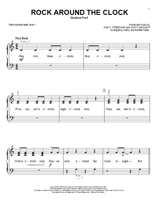 Nancy and Randall Faber Rock around the Clock Sheet Music Notes & Chords for Piano Adventures - Download or Print PDF