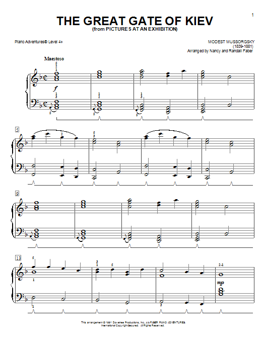 Nancy and Randall Faber The Great Gate of Kiev Sheet Music Notes & Chords for Piano Adventures - Download or Print PDF