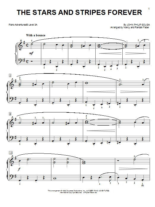 Nancy and Randall Faber The Stars and Stripes Forever Sheet Music Notes & Chords for Piano Adventures - Download or Print PDF