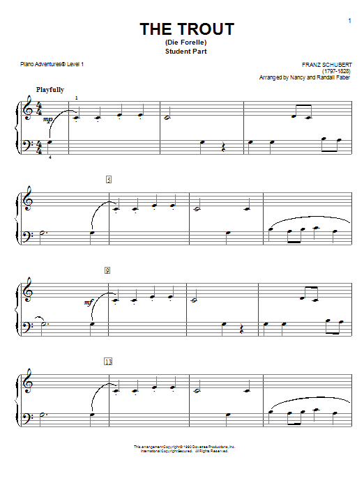 Nancy and Randall Faber The Trout (Die Forelle) Sheet Music Notes & Chords for Piano Adventures - Download or Print PDF