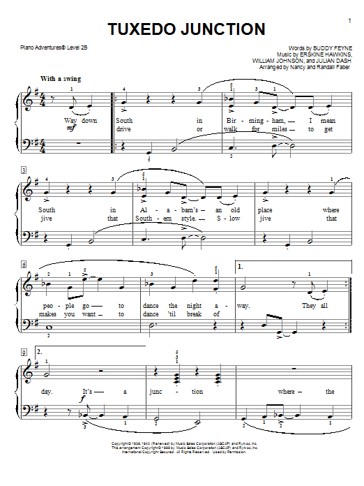 Nancy and Randall Faber Tuxedo Junction Sheet Music Notes & Chords for Piano Adventures - Download or Print PDF