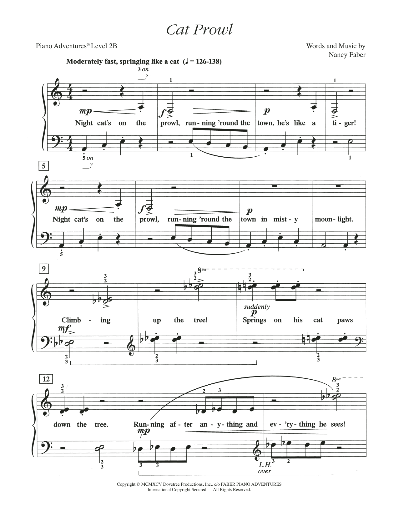Nancy Faber Cat Prowl Sheet Music Notes & Chords for Piano Adventures - Download or Print PDF