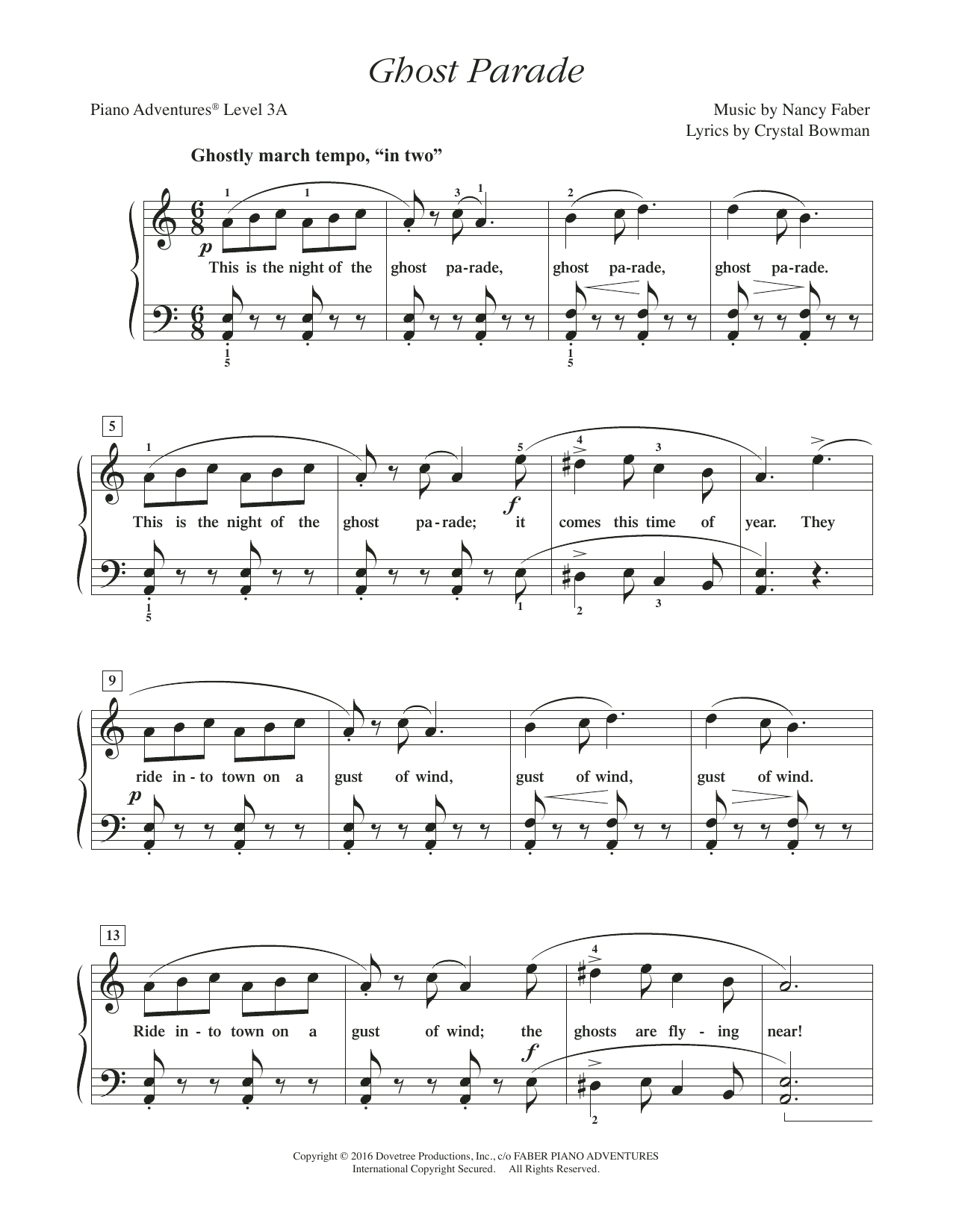 Nancy Faber Ghost Parade Sheet Music Notes & Chords for Piano Adventures - Download or Print PDF