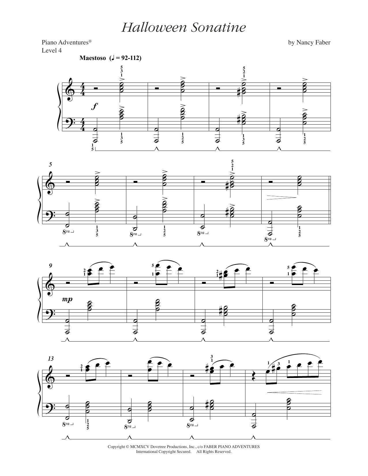 Nancy Faber Halloween Sonatine Sheet Music Notes & Chords for Piano Adventures - Download or Print PDF