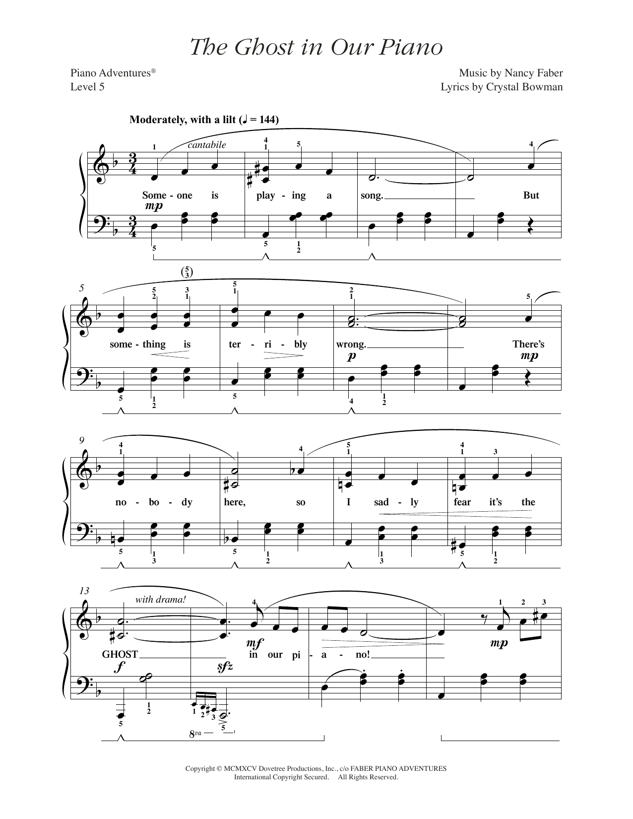 Nancy Faber The Ghost in Our Piano Sheet Music Notes & Chords for Piano Adventures - Download or Print PDF