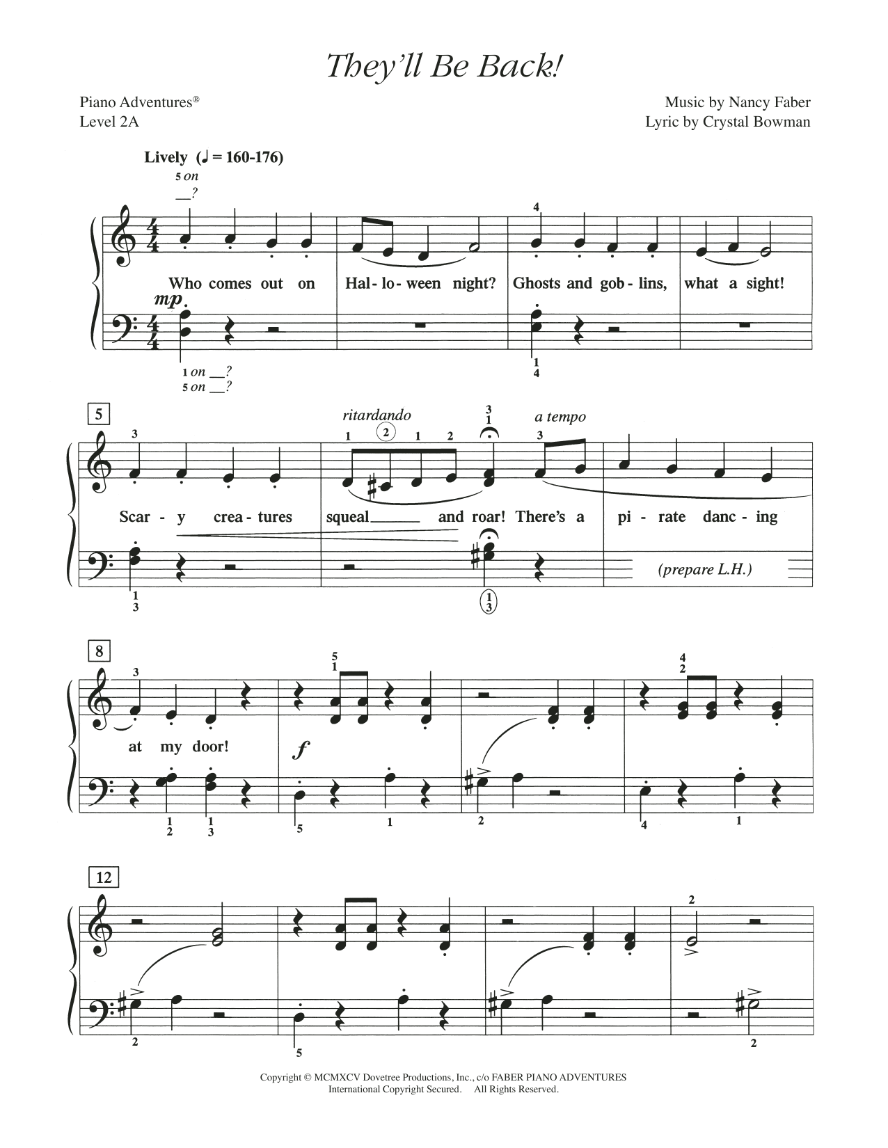 Nancy Faber They'll be Back! Sheet Music Notes & Chords for Piano Adventures - Download or Print PDF