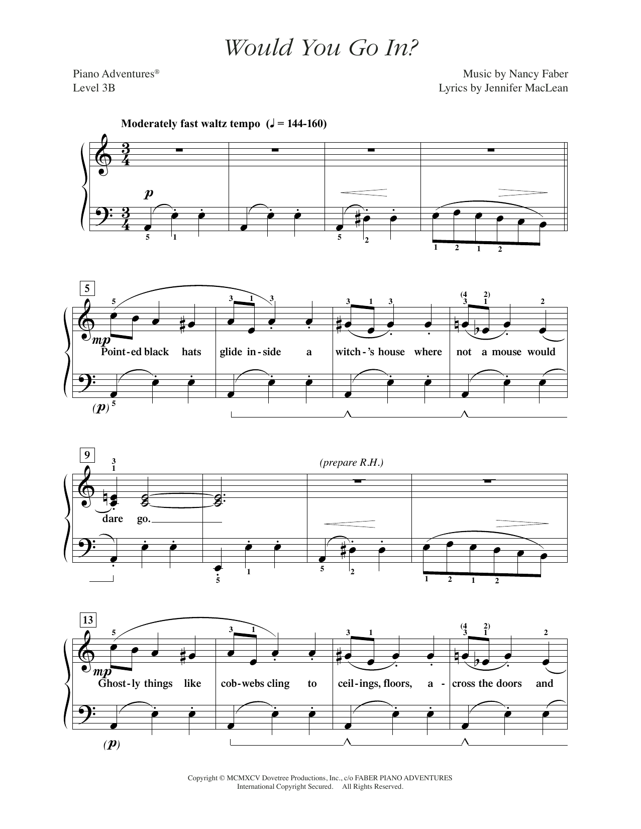 Nancy Faber Would You Go In? Sheet Music Notes & Chords for Piano Adventures - Download or Print PDF