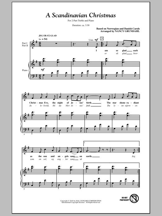 Nancy Grundahl A Scandinavian Christmas (Medley) Sheet Music Notes & Chords for 2-Part Choir - Download or Print PDF
