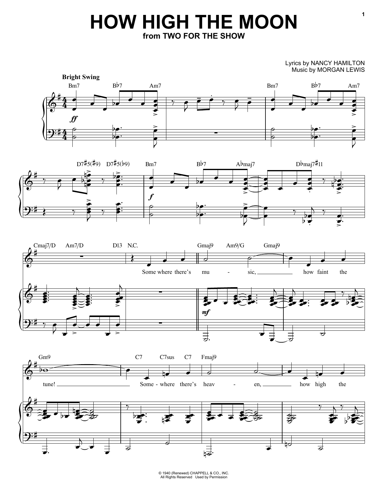 Nancy Hamilton and Morgan Lewis How High The Moon [Jazz version] (arr. Brent Edstrom) Sheet Music Notes & Chords for Piano & Vocal - Download or Print PDF