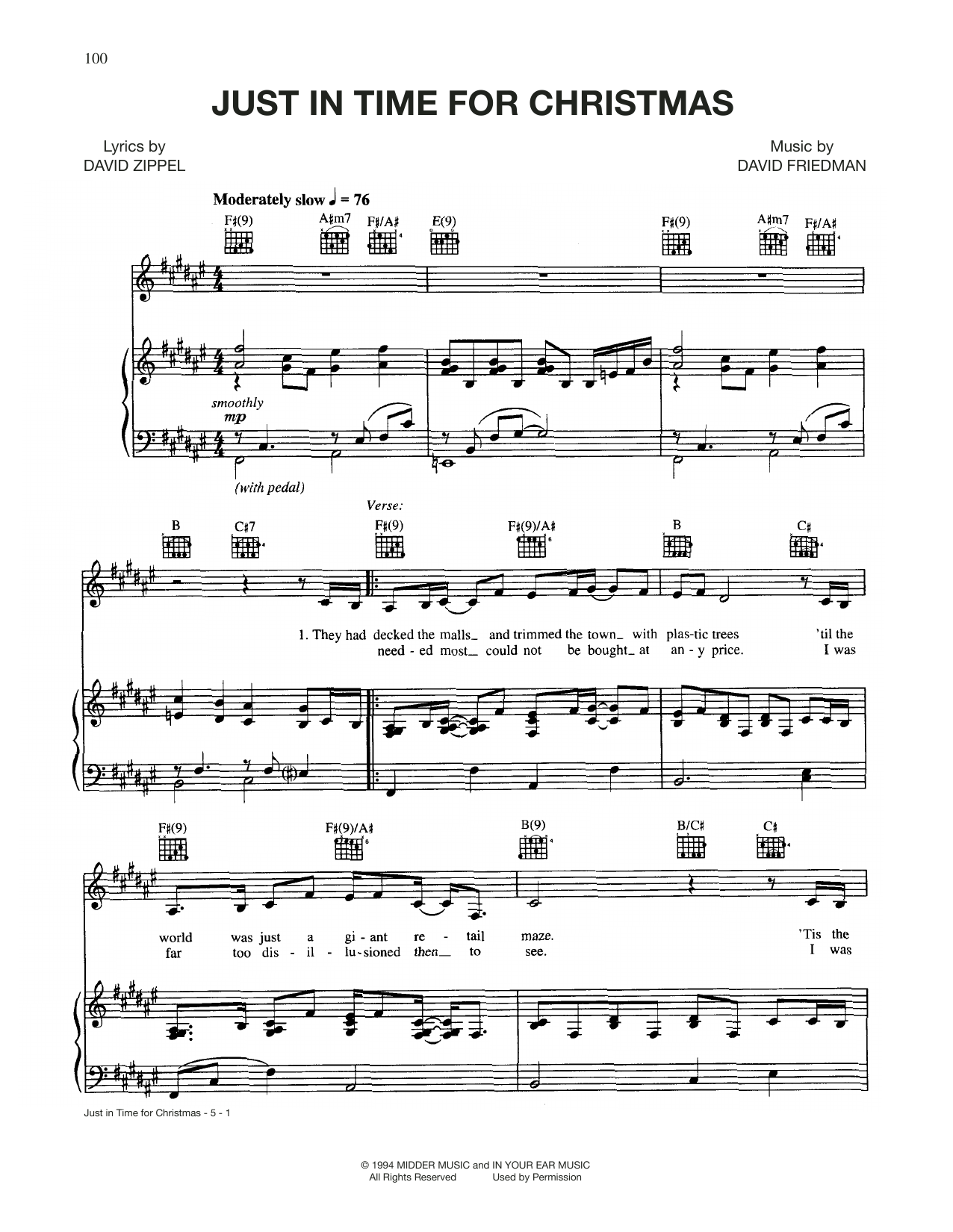 Nancy Lamott Just In Time For Christmas Sheet Music Notes & Chords for Piano, Vocal & Guitar Chords (Right-Hand Melody) - Download or Print PDF