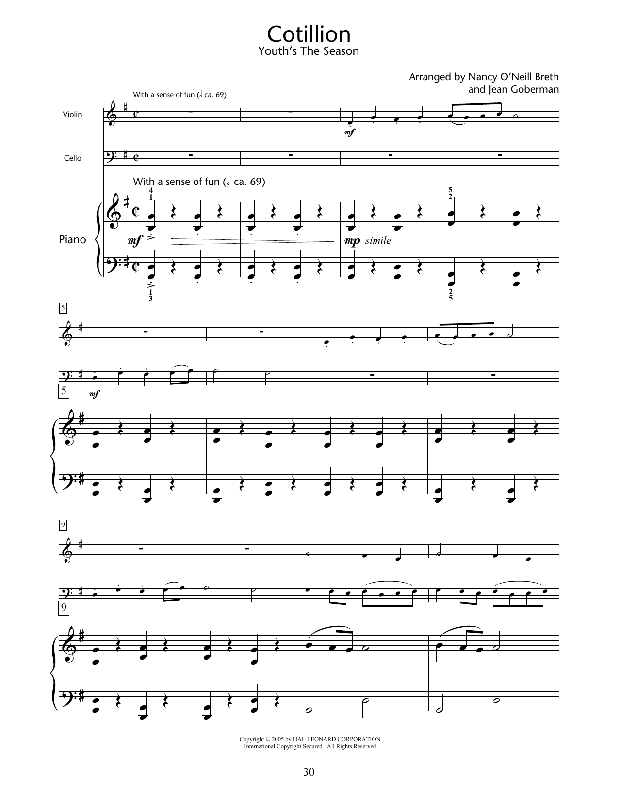 Nancy O'Neill Breth & Jean Goberman Cotillon (Youth's The Season) Sheet Music Notes & Chords for Educational Piano Ensemble - Download or Print PDF