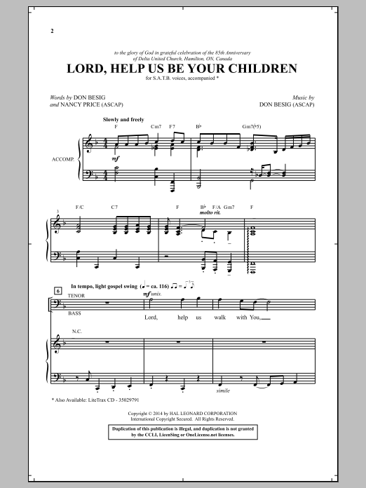Nancy Price Lord, Help Us Be Your Children Sheet Music Notes & Chords for SATB - Download or Print PDF