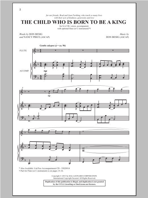 Don Besig The Child Who Is Born To Be A King Sheet Music Notes & Chords for SATB - Download or Print PDF