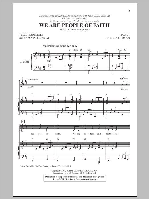 Don Besig We Are People Of Faith Sheet Music Notes & Chords for SATB - Download or Print PDF