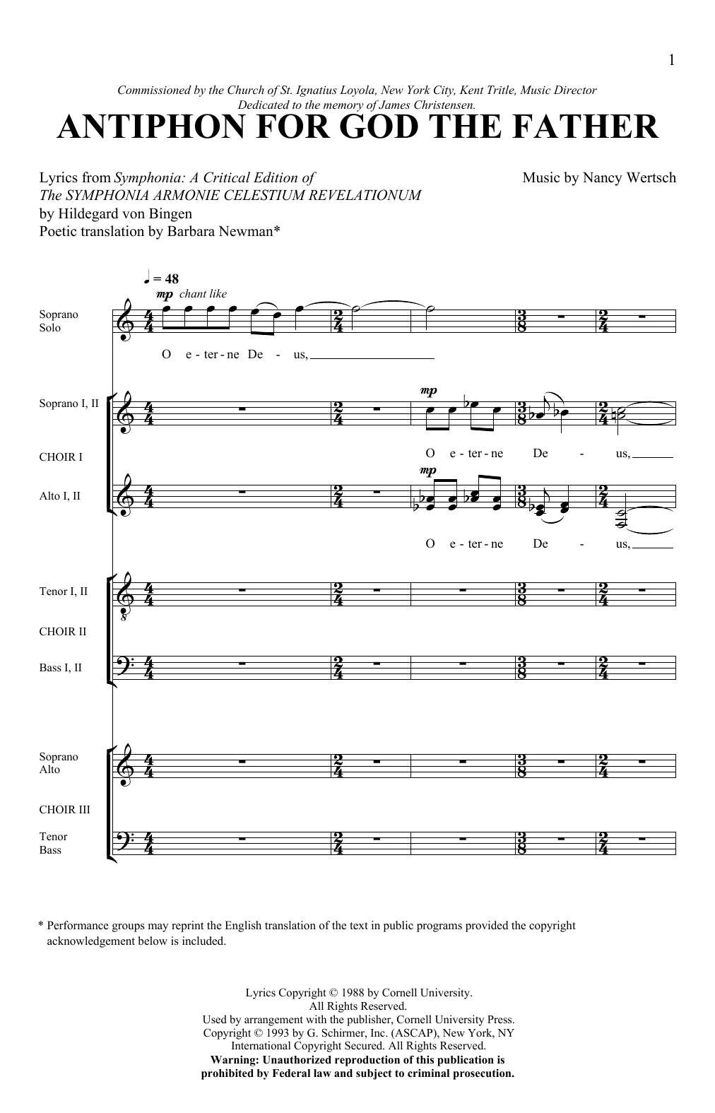 Nancy Wertsch Antiphon For God The Father Sheet Music Notes & Chords for SATB Choir - Download or Print PDF