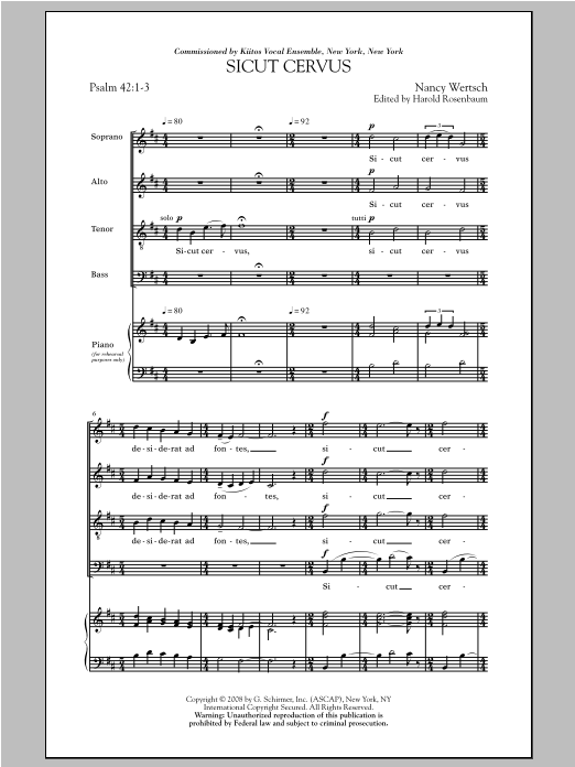 Nancy Wertsch Sicut Cervus Sheet Music Notes & Chords for SATB - Download or Print PDF