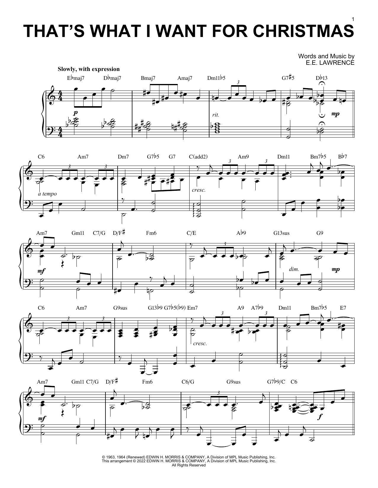 Nancy Wilson That's What I Want For Christmas (arr. Brent Edstrom) Sheet Music Notes & Chords for Piano Solo - Download or Print PDF