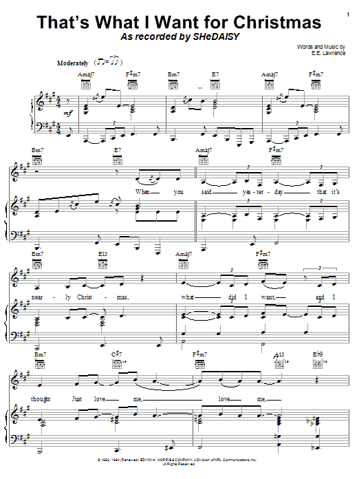 Nancy Wilson That's What I Want For Christmas Sheet Music Notes & Chords for Piano, Vocal & Guitar (Right-Hand Melody) - Download or Print PDF