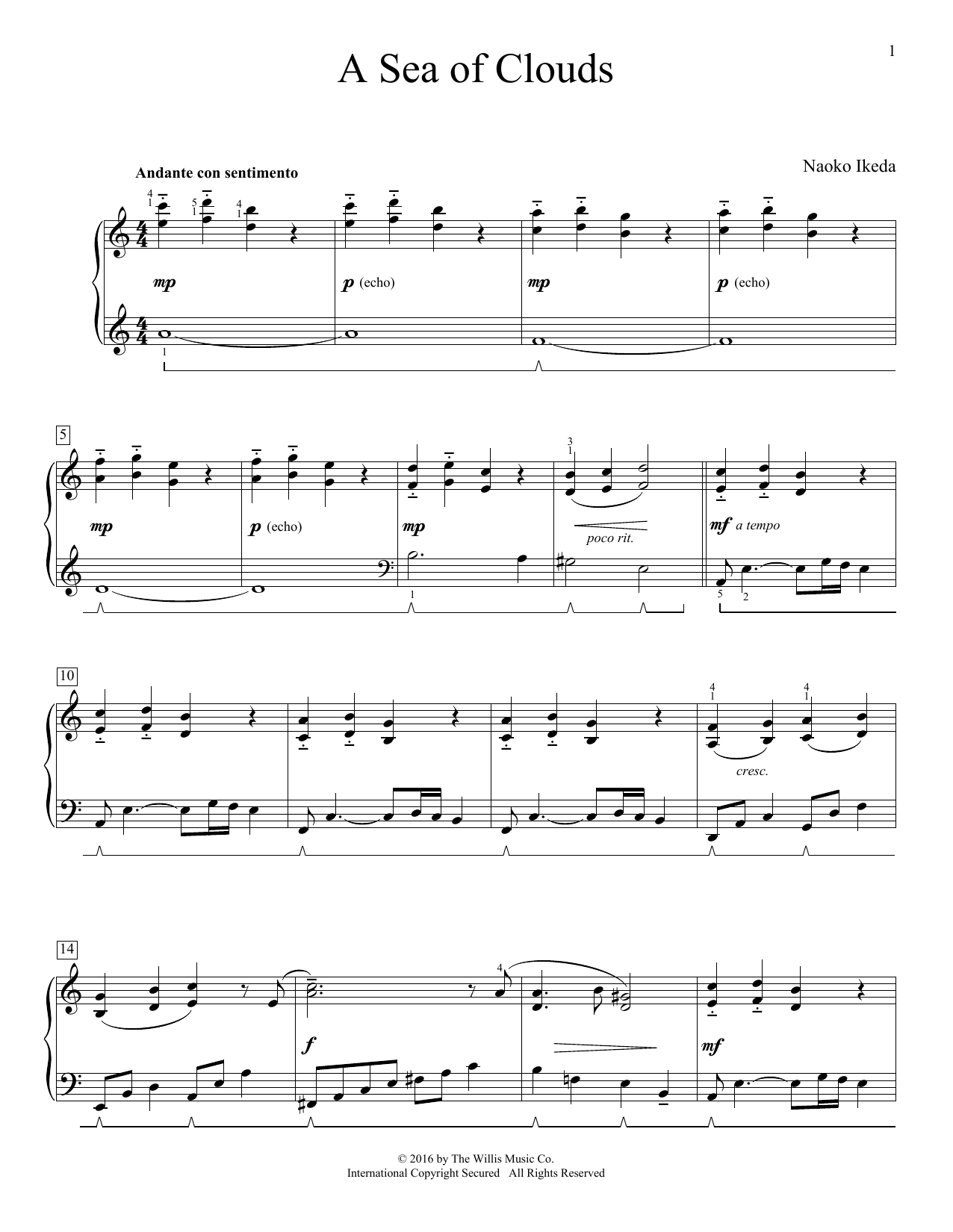Naoko Ikeda A Sea Of Clouds Sheet Music Notes & Chords for Educational Piano - Download or Print PDF