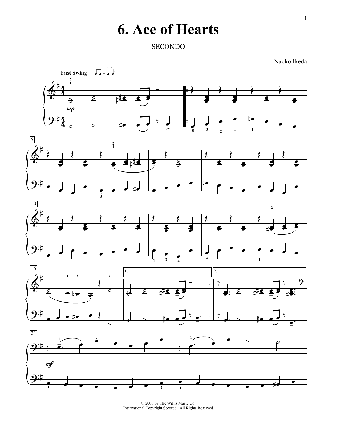 Naoko Ikeda Ace Of Hearts Sheet Music Notes & Chords for Piano Duet - Download or Print PDF