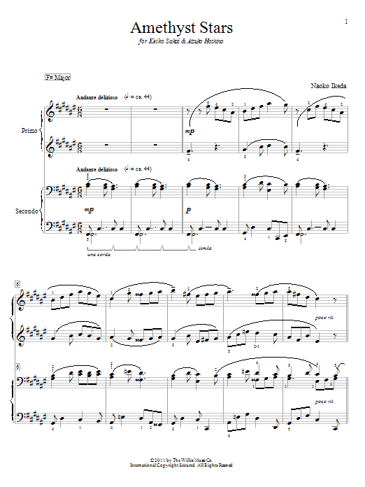 Naoko Ikeda Amethyst Stars Sheet Music Notes & Chords for Piano Duet - Download or Print PDF