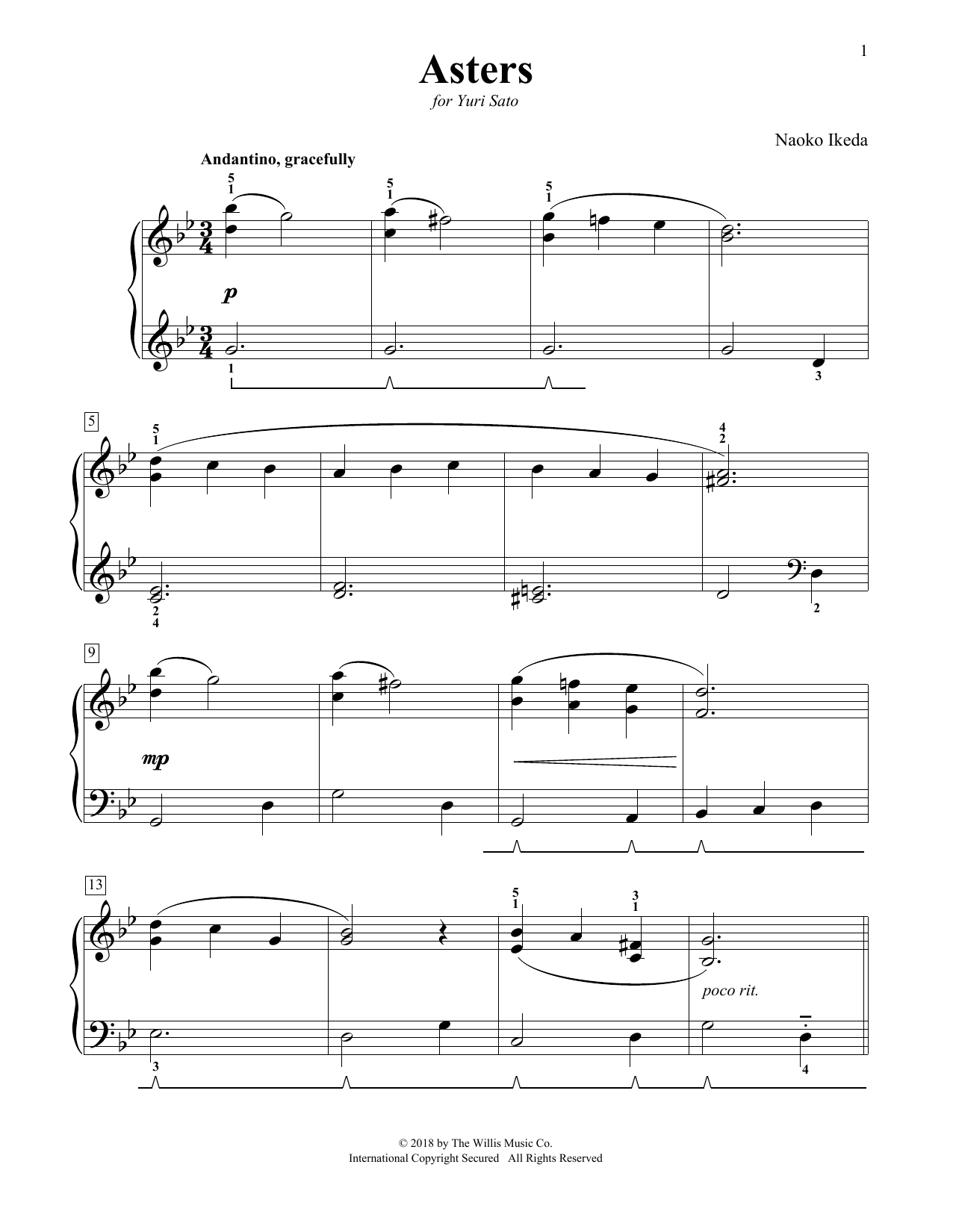 Naoko Ikeda Asters Sheet Music Notes & Chords for Educational Piano - Download or Print PDF