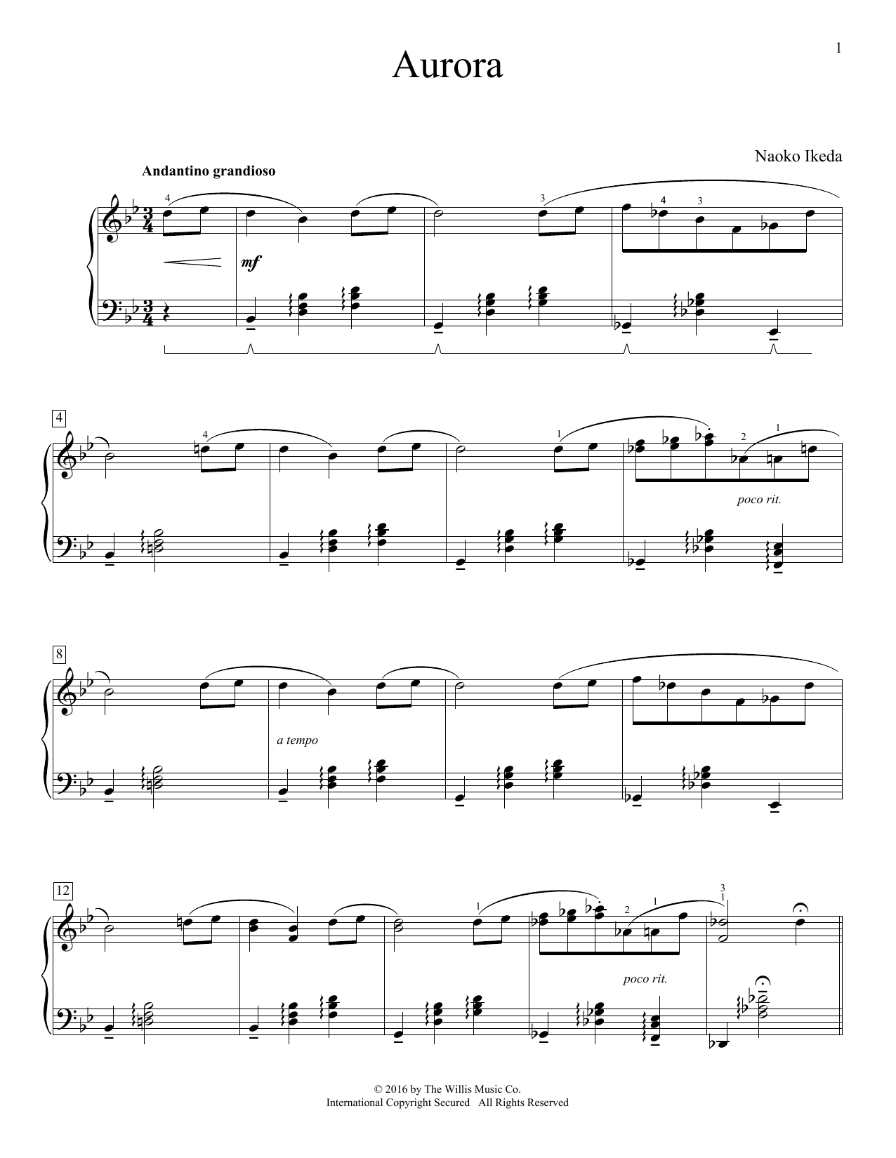Naoko Ikeda Aurora Sheet Music Notes & Chords for Educational Piano - Download or Print PDF