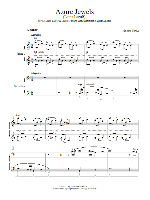 Naoko Ikeda Azure Jewels Sheet Music Notes & Chords for Piano Duet - Download or Print PDF