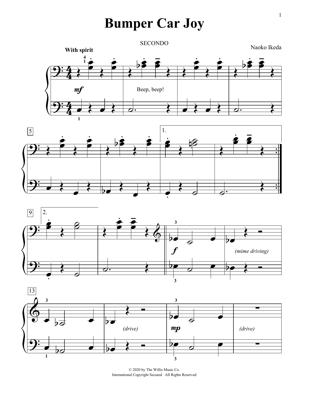Naoko Ikeda Bumper Car Joy Sheet Music Notes & Chords for Piano Duet - Download or Print PDF