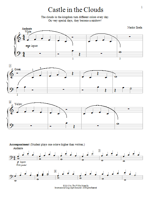 Naoko Ikeda Castle In The Clouds Sheet Music Notes & Chords for Educational Piano - Download or Print PDF