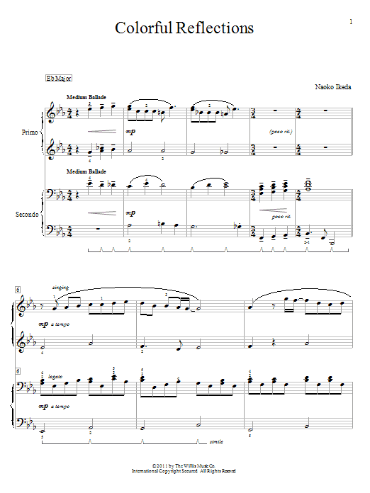 Naoko Ikeda Colorful Reflections Sheet Music Notes & Chords for Piano Duet - Download or Print PDF