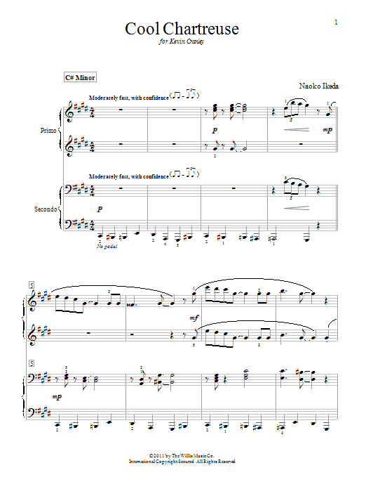 Naoko Ikeda Cool Chartreuse Sheet Music Notes & Chords for Piano Duet - Download or Print PDF