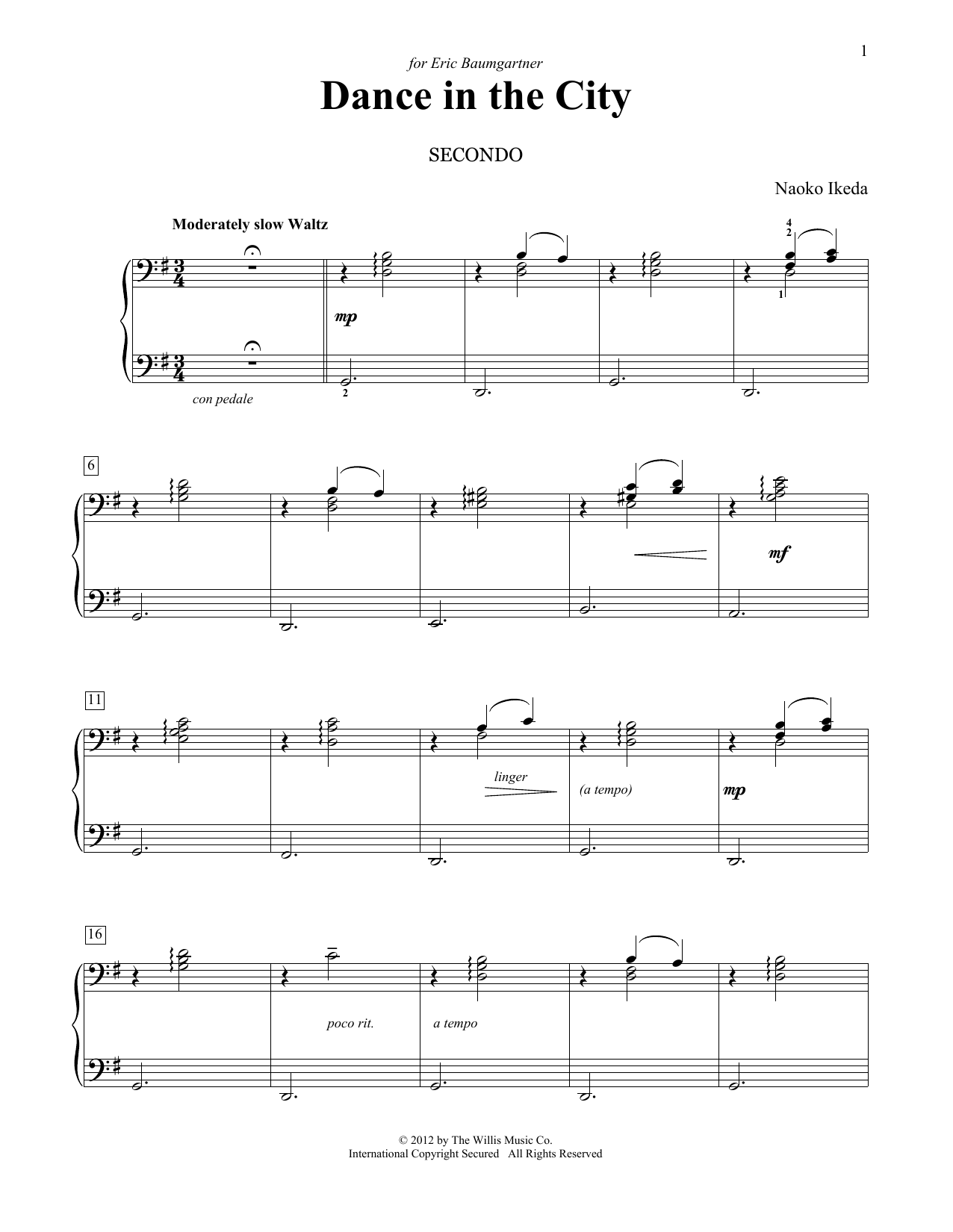 Naoko Ikeda Dance In The City Sheet Music Notes & Chords for Piano Duet - Download or Print PDF