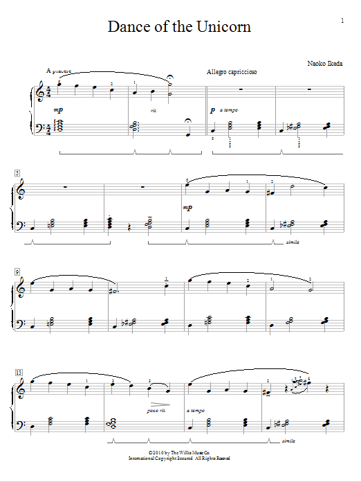 Naoko Ikeda Dance Of The Unicorn Sheet Music Notes & Chords for Educational Piano - Download or Print PDF