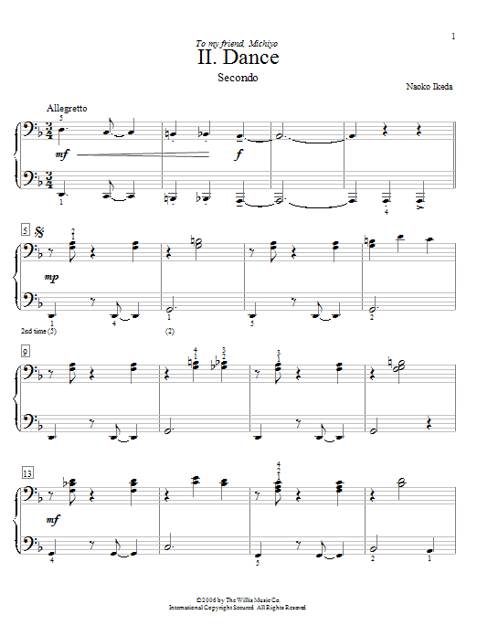 Naoko Ikeda Dance Sheet Music Notes & Chords for Piano Duet - Download or Print PDF