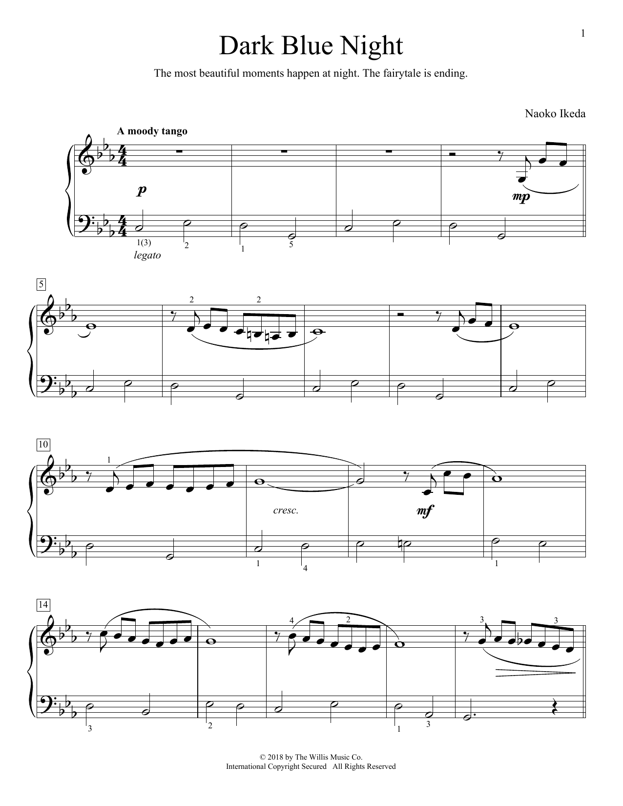 Naoko Ikeda Dark Blue Night Sheet Music Notes & Chords for Educational Piano - Download or Print PDF