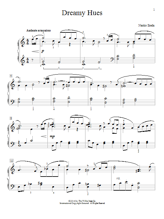 Naoko Ikeda Dreamy Hues Sheet Music Notes & Chords for Piano - Download or Print PDF