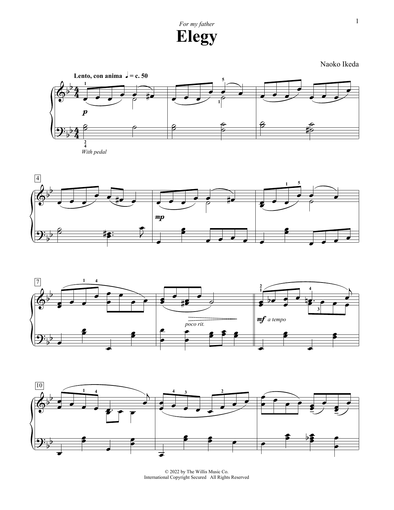 Naoko Ikeda Elegy Sheet Music Notes & Chords for Educational Piano - Download or Print PDF