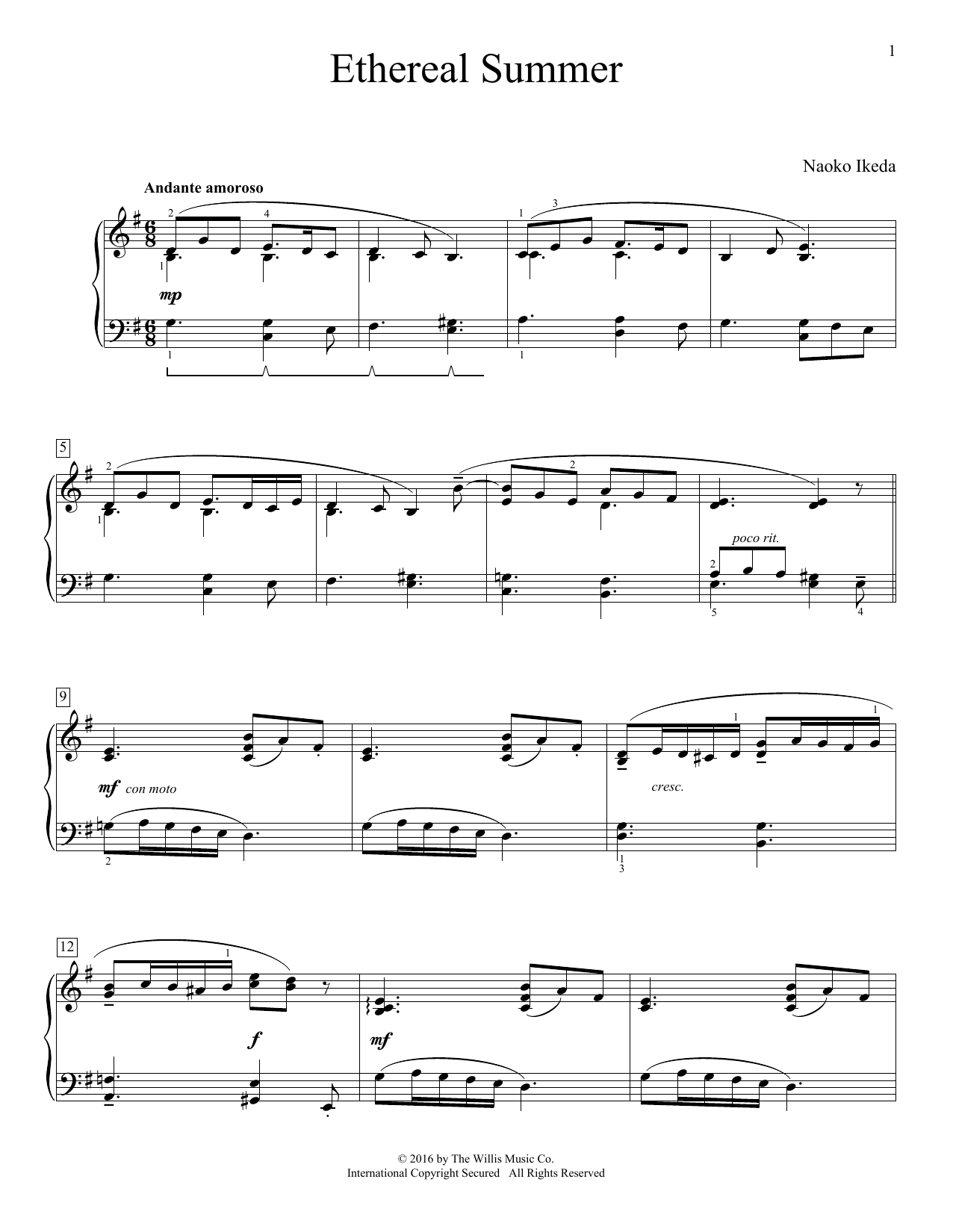 Naoko Ikeda Ethereal Summer Sheet Music Notes & Chords for Educational Piano - Download or Print PDF
