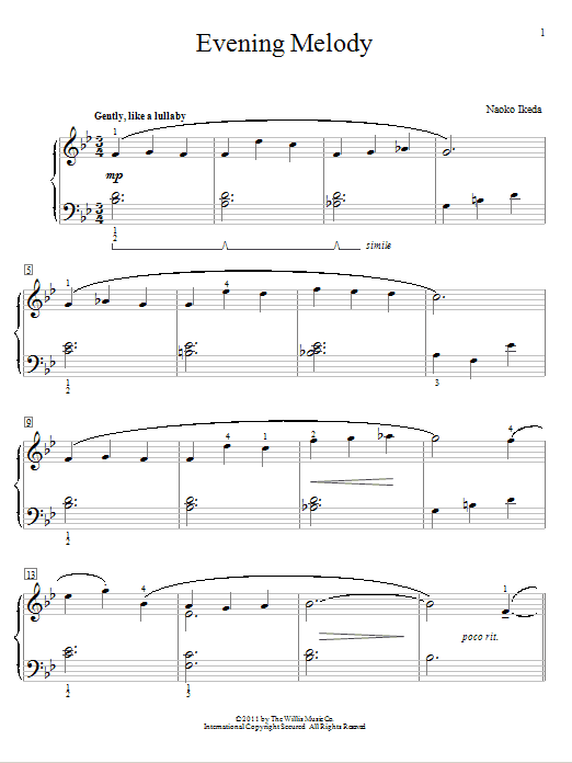 Naoko Ikeda Evening Melody Sheet Music Notes & Chords for Educational Piano - Download or Print PDF