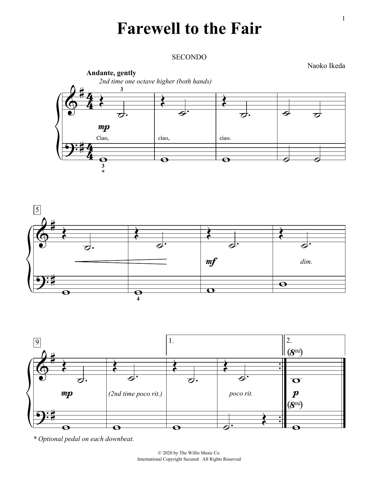 Naoko Ikeda Farewell To The Fair Sheet Music Notes & Chords for Piano Duet - Download or Print PDF