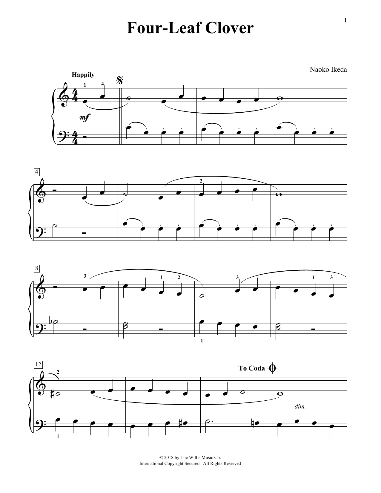 Naoko Ikeda Four-Leaf Clover Sheet Music Notes & Chords for Educational Piano - Download or Print PDF