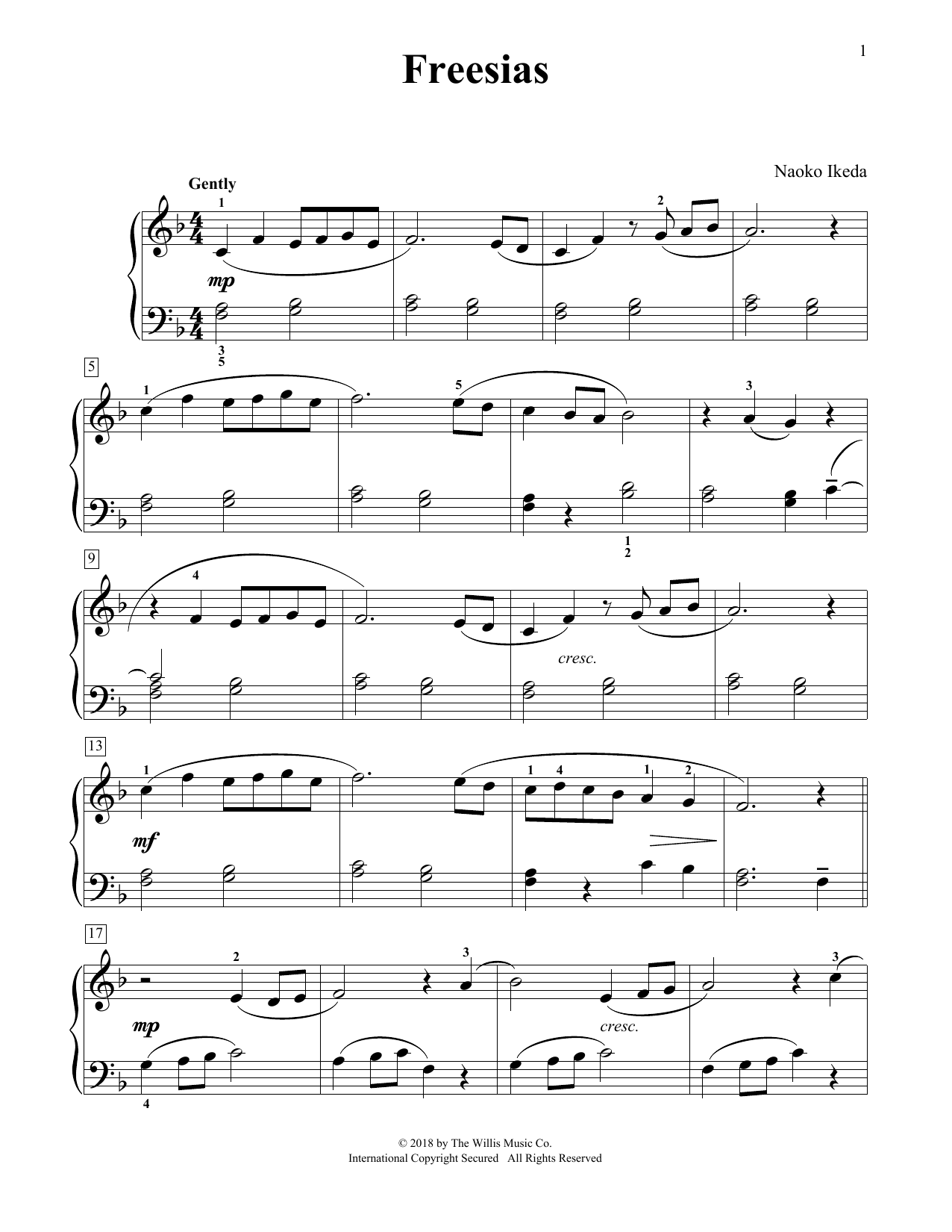 Naoko Ikeda Freesias Sheet Music Notes & Chords for Educational Piano - Download or Print PDF