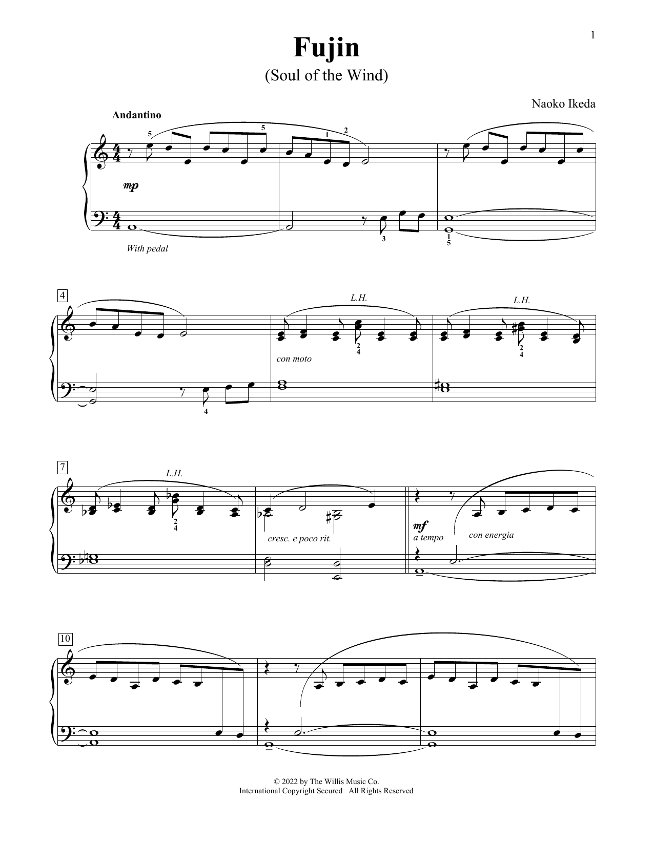 Naoko Ikeda Fujin (Soul Of The Wind) Sheet Music Notes & Chords for Educational Piano - Download or Print PDF
