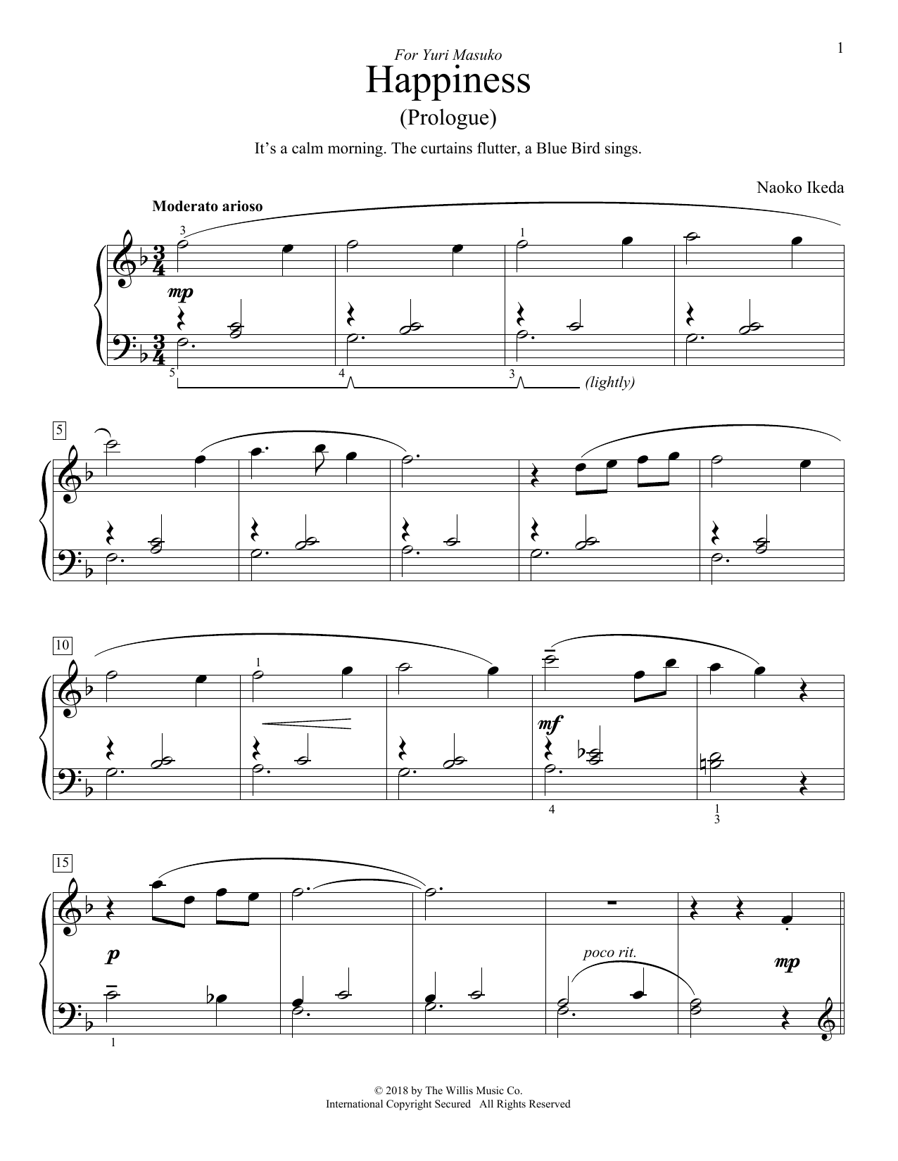 Naoko Ikeda Happiness (Prologue) Sheet Music Notes & Chords for Educational Piano - Download or Print PDF