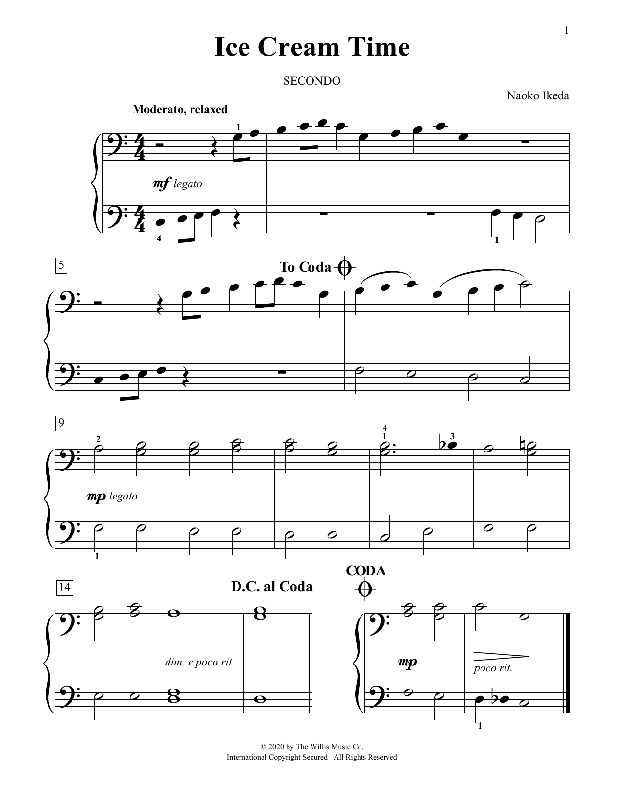 Naoko Ikeda Ice Cream Time Sheet Music Notes & Chords for Piano Duet - Download or Print PDF