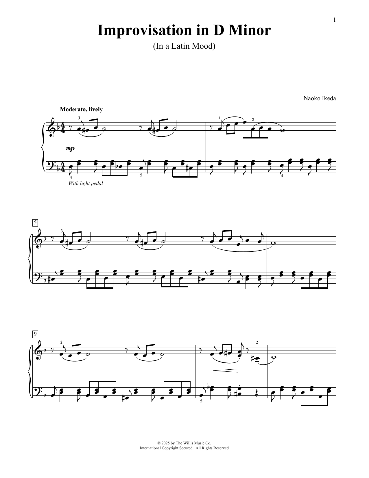 Naoko Ikeda Improvisation In D Minor Sheet Music Notes & Chords for Educational Piano - Download or Print PDF